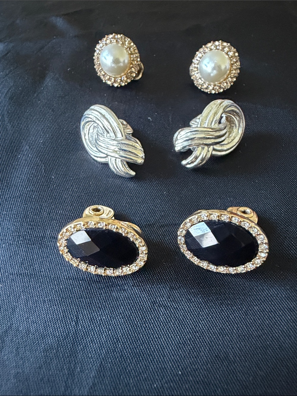 Vintage JJC clip earrings 3pair; mid century
